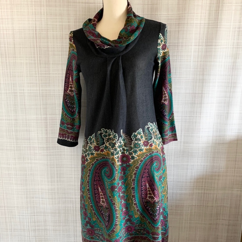 Papillon Printed Crowl Neck Dress